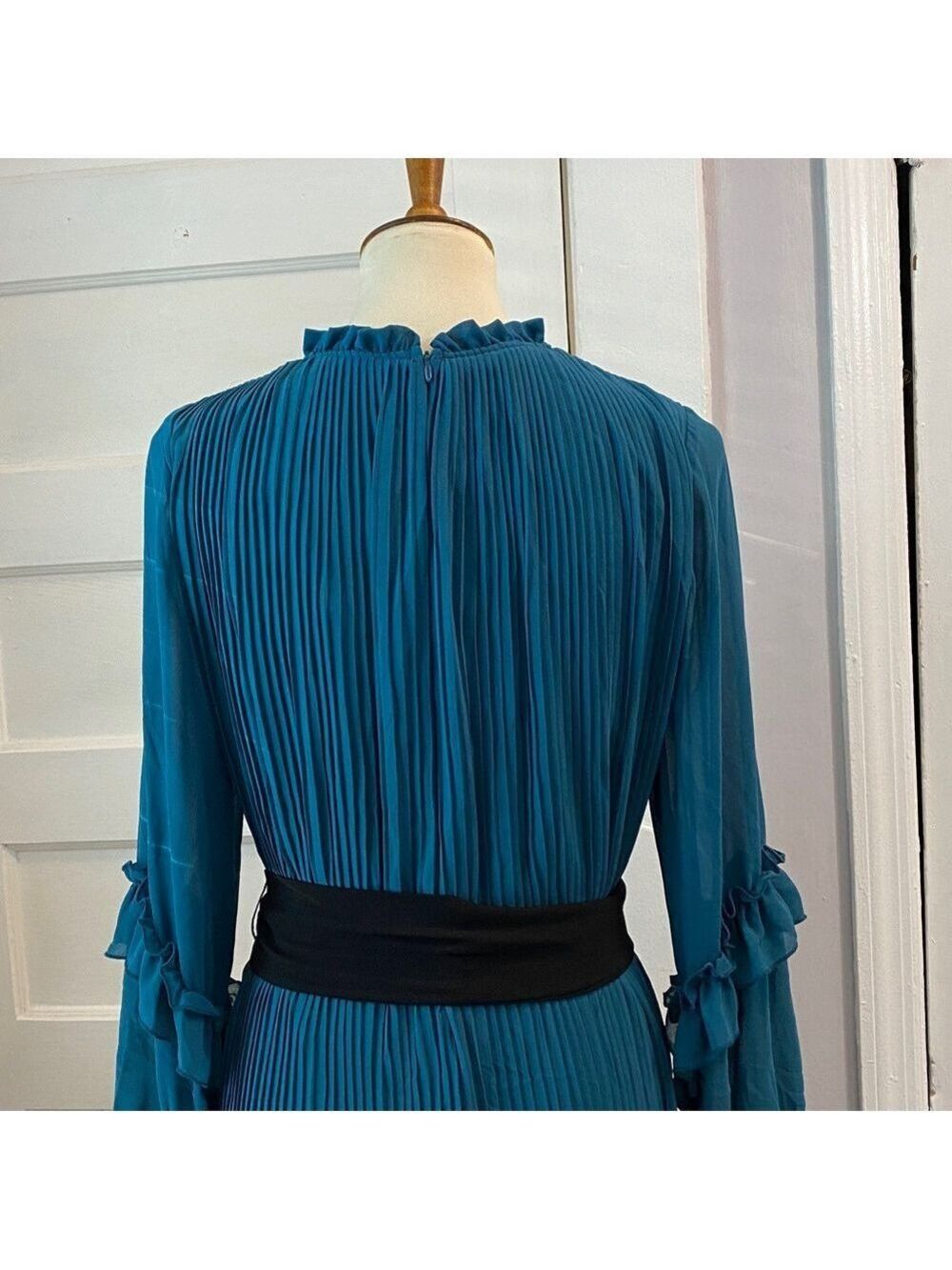 NWT Zara Teal Pleated Jumpsuit - Belted, Size L - Picture 11 of 16